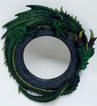 Celtic Green Woodland Dragon Protecting Wall Mirror Plaque Espejo