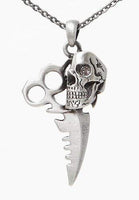 Lead Free Alloy Dagger Skull Necklace