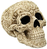 Pacific Giftware Skull Engraved with Floral Patterns Collectible Desktop Figurine Gift 6 Inch