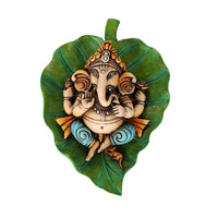 Pacific Giftware Lord Ganesha Laying On Peepal Banyan Leaf Supreme Hindu Deity Remover of Obstacles and Collectible Figurine (Color)