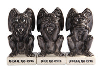 Gothic Gargoyles See Hear Speak no Evil Ceramic Salt Pepper Shakers And Toothpick Holder Attractives Trio!