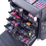 Professional Makeup Cosmetic Carry Case w/ 8 Removable Organizer Drawers and Brush Holder Soft-sided Nylon Fabric