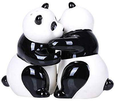 Hugging Panda Magnetic Ceramic Salt and Pepper Shakers Set