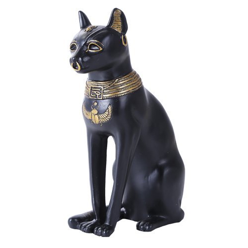Pacific Giftware 8 Inches Ancient Egyptian God Black and Golden Bastet Cat Statue Figurine