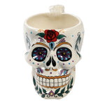 White Day of the Dead Red Rose Sugar Skull Drink Coffee Mug Cup Ceramic