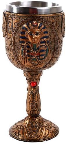 Pacific Giftware Egyptian Pharaoh King Tutankhamun Golden Wine Goblet Stainless Steel Liner 6oz
