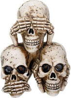 SUMMIT COLLECTION 3.75 Inch Pyramid of Hear, See, and Speak No Evil Animated Skull Heads Shelf Decor