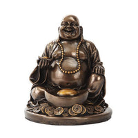 PTC 4.5 Inch Bronze Colored Lucky Buddha with Coins and Dish Figurine