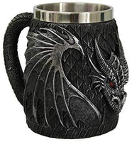 Winged Dragon Head Resin Figurine Drinking Coffee Mug with Removable stainless steel insert
