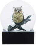 Black and Yellow Wise Owl on a Branch Decorative Water Globe