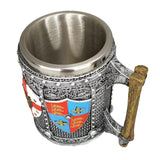 Medieval English Crest Tankard Mug 20 oz Coffee Stainless Steal Insert Stein