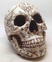 TRIBAL HOMOSAPIEN SKULL STATUE FIGURINE HUMAN SKELETON HEAD HALLOWEEN DECOR