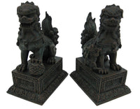 Chinese Guardian Lions Foo Dogs Bronzed Finish Statue Bookends