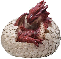 ABZ Brand Legend of Dragon Fantasy Fire Red Dragon in Egg Statue Figurine