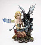 PTC 12.25 Inch Fairy with Black Dragon Mythological Statue Figurine
