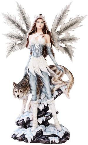 Large Fairy With Wolf Statue Polyresin Figurine Home Decor