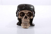 Pacific Giftware Skull Wearing Vintage Aviator Brown Leather WWII Hat Collectible