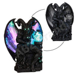 ABZ Brand Horned Devil Winged Gargoyle Crystal Ball Fiber Optic Statue Figurine Sculpture