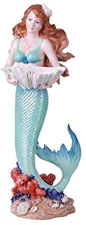 Under The Sea Mermaid Holding Shell Resin Figurine Dish