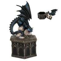 Altar Drake Frost Blue Mystic Dragon with Dragon Egg Lidded Box