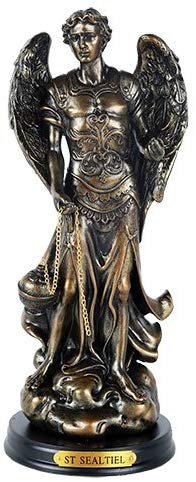 Pacific Giftware St. Sealtiel Archangel of Worship and Contemplation 8 Inch Tall Wooden Base with Brass Name Plate