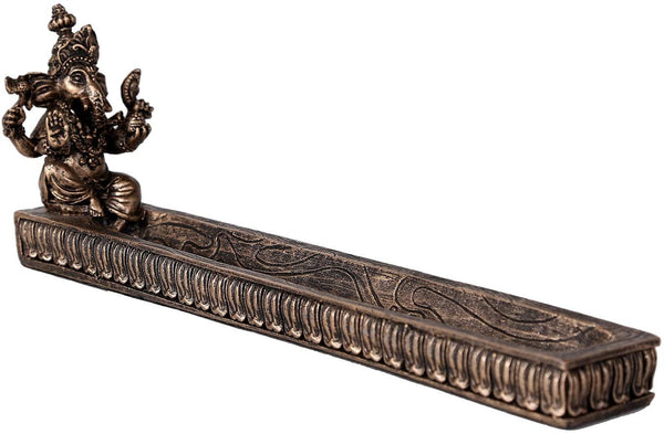 Pacific Giftware Hindu God Ganesha Stick Incense Holder Cold Cast Bronze 10 Inch Length