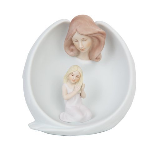 Pacific Giftware Angel Watching Over Girl Religious Statue Fine, Porcelain Figurine, 5" W