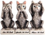 Grey Kitties Cats See Hear Speak no Evil Ceramic Salt Pepper Shakers And Toothpick Holder Attractives Trio!