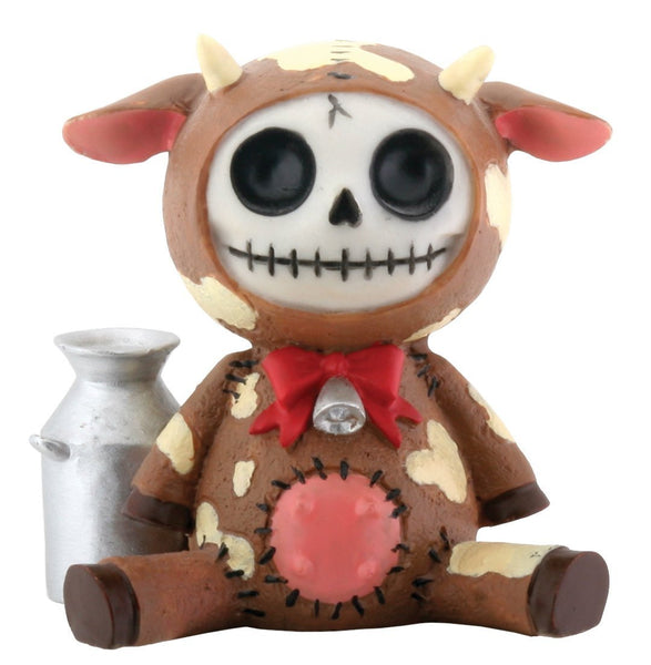 SUMMIT COLLECTION Furrybones Brown Moo Moo Signature Skeleton in Dairy Cow Costume with Tin Milk Can