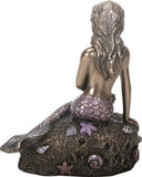 YTC Summit International The Enchanted Mermaid Sitting on Rock Bronze Look Statue Figurine Sculpture New