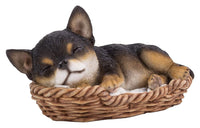 Pacific Giftware Chihuahua Puppy in Wicker Basket Pet Pals Collectible Dog Figurine 6.5 Inches L