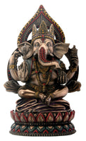 Seated Ganesha on Lotus Collectible Hinduism Sculpture