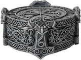 Pacific Giftware Norse Viking Vegviser Runic Compass Knotwork Thor Hammer Trinket Box Sculptural Decor 5 inch Diameter