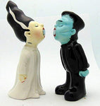 Halloween Salt and Pepper Shaker Set Frankenstein & Bride Kissing Magnetic by Pacific