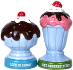 Pacific Giftware Ice Cream Dessert Sundae Ceramic Magnetic Salt and Pepper Shaker Set