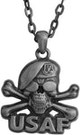 Masada Jewelry, Air Force Skull Crossbones Pendant Necklace Lead Free Alloy