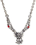 Celtic Winter Fairy Dual GEM Necklace Pendant Pewter Alloy