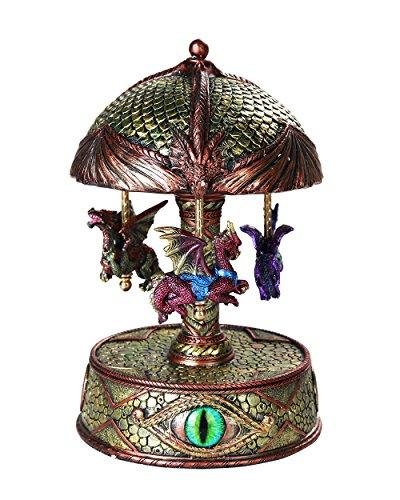 Mystical Fantasy Dragons Vintage Musical Rotating Carousel Collectible 8.5 Inch Tall