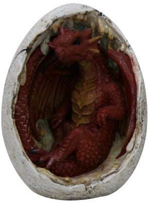 4.75 Inch Red Dragon Hatchling in Egg Casing Statue Figurine