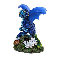 Pacific Giftware PT Blueberry Flower Small Dragon Home Decorative Resin Figurine