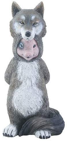 YTC Grey and White Pig as Wolf Dupers Themed Decorative Figurine Statue
