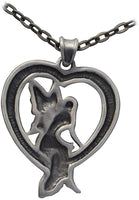 Masada Jewelry, Green Enamel Heart Fairy with 4 Lavender Gems, Pendant, on 24 Inch Chain Necklace