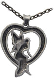 Masada Jewelry, Green Enamel Heart Fairy with 4 Lavender Gems, Pendant, on 24 Inch Chain Necklace