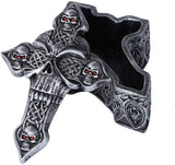 Pacific Giftware Celtic Skull Ossuary Style Cross Shape Coffin Lidded Trinket Box 6.5 inch L