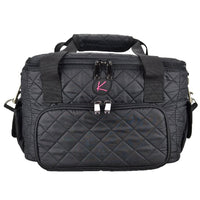 Quilted Makeup Artist Cosmetic Travel Bag with Storage Pocket Ideal for Cosmetic Bottles and Brush Holder