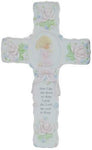 Pacific Giftware Porcelain Bisque Praying Girl Wall Cross with Childs Prayer Statue 8.5" W