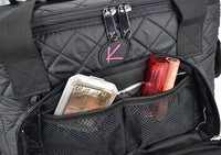 Quilted Makeup Artist Cosmetic Travel Bag with Storage Pocket Ideal for Cosmetic Bottles and Brush Holder