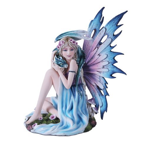 Spring Flower Fairy and Dragon Mystical Statue Figurine Mushroom Meadow Princess