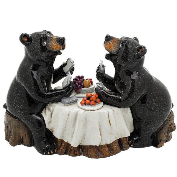 PACIFIC GIFTWARE Animal World Black Bear Family Playing Cards Resin Figurine Home Decor