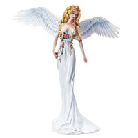 Pacific Giftware Ethereal Spring Flower Angel Fairy in Elegant White Gown Statue 15” Tall